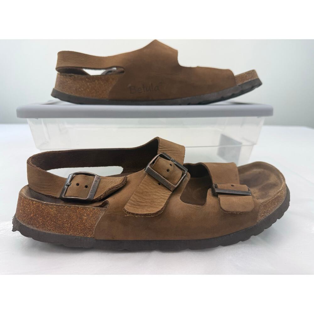 Betula by Birkenstock Milano Brown Leather 3 Strap Sandals Men’s Size 10 - Picture 2 of 8